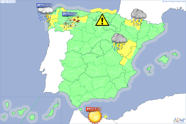 España, avisos por tormentas, y galerna en el Cantabrico