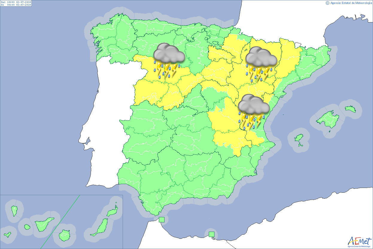 España, tarde complicada por tormentas severas