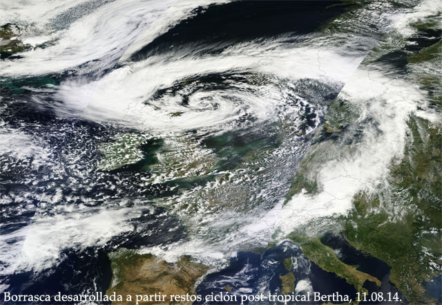 Impacto ex huracan Bertha en Europa Occidental, agosto 2014