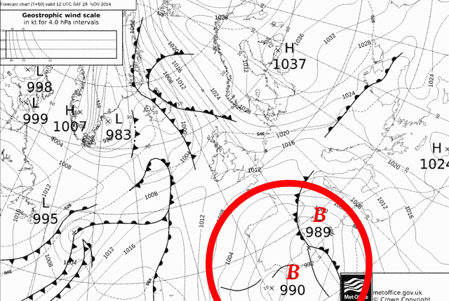 Prevision meteorologica 29 y 30 noviembre 2014, Costa Tropical granadina