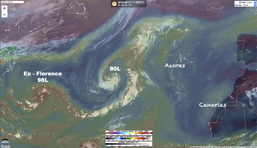 El Atlántico Central puede ser escenario de una extraordinaria metamorfosis de una baja extratropical