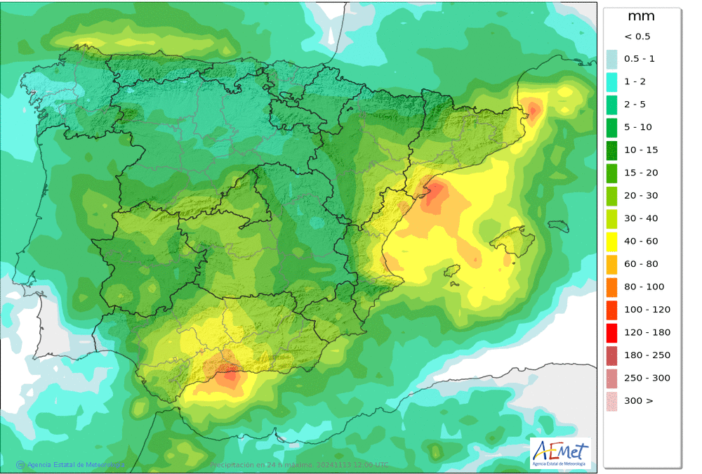 Riesgo elevado de lluvias torrenciales en algunas zonas
