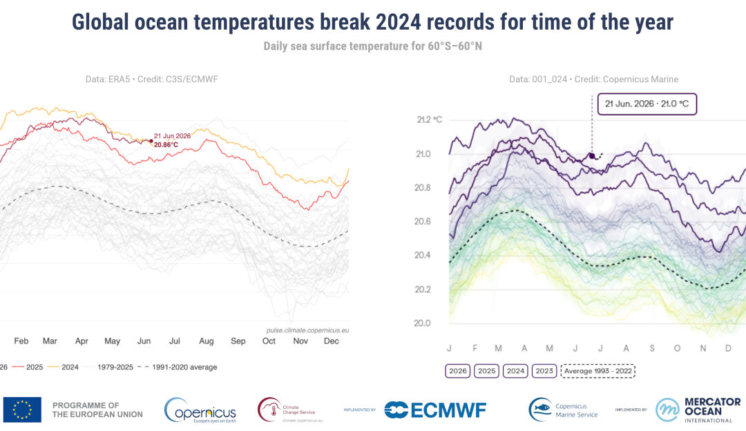Temperaturas diarias del mar en niveles de récord